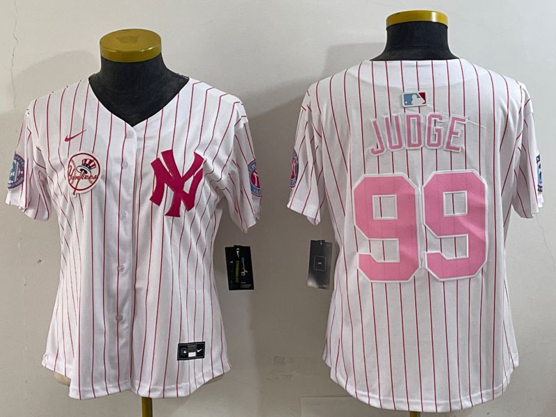 Youth 2025 New York Yankees #99 Judge White Stripe Joint Name Nike MLB Jersey style 6206